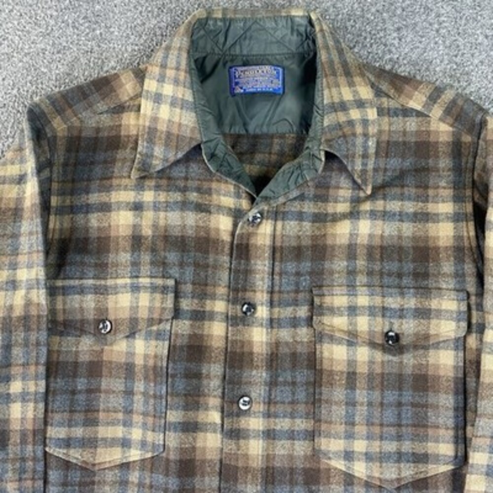 Vintage Pendleton Men's Long Sleeve‎ Button Wool Shirt 15 1/2 Brown USA Outdoor - Picture 9 of 14